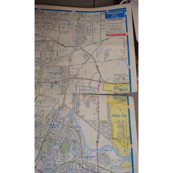 Vintage 1979 Exxon Houston Vicinity Road Map With Points Of Interest Highlighted - Picture 8 of 10